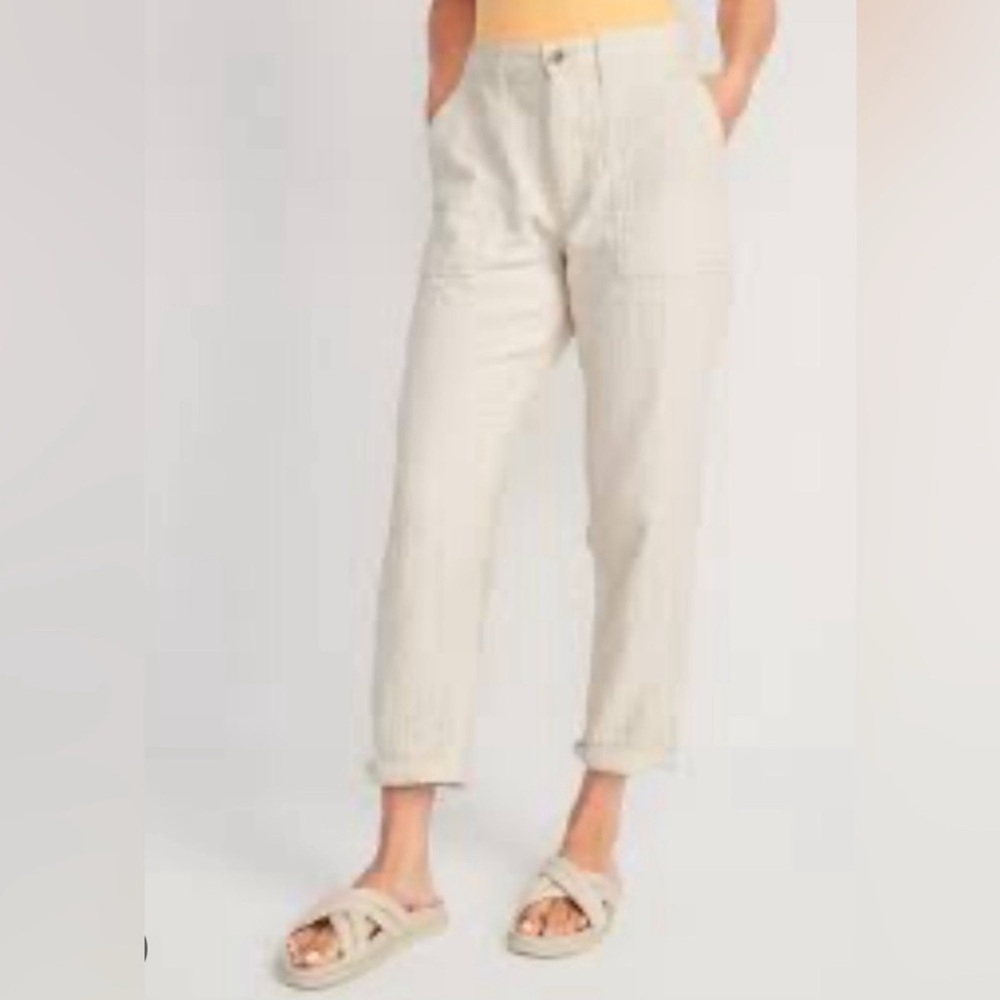 𝗡𝗪𝗢𝗧 Old Navy High Waisted Slouchy Cropped Work-Wear Pants for Women - Picture 2 of 7